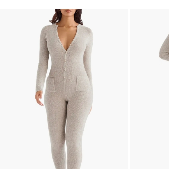 House of CB Pants - House Of CB Cozy Cream Knit Jumpsuit